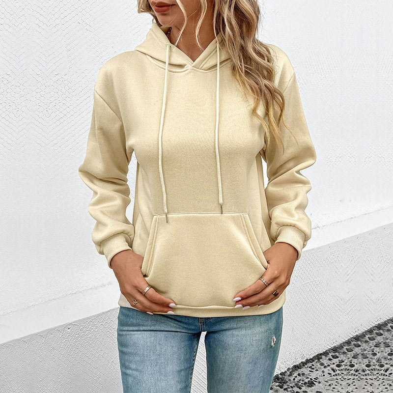 Casual Apricot Hoodie for Women