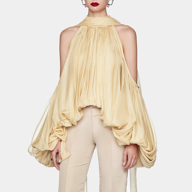 Sweet Off-Shoulder Bow Chiffon Puff Sleeve Top