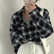 Loose Mid‑Length Plaid Shirt – Urban Long Sleeve