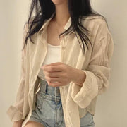 Lightweight Summer Cardigan Blouse – UV‑Shielding Long‑Sleeve Top