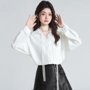 Chic Women's Bow-Tie Blouse Long Sleeve Elegant Shirt