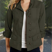 Casual Roll-Up Sleeve Single-Breasted Jacket