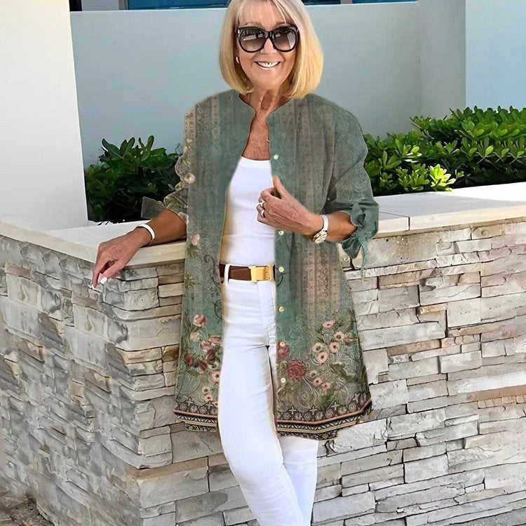 Chic 3D Printed Long-Sleeve Shirt for Women
