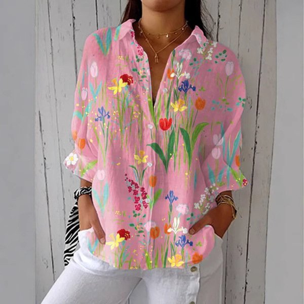 Women's 3D Print Casual Lapel Shirt
