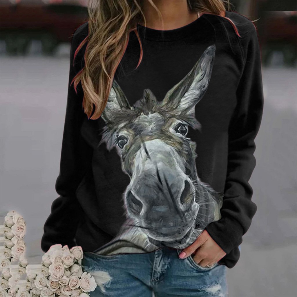 Relaxed Floral Print Long Sleeve Pullover