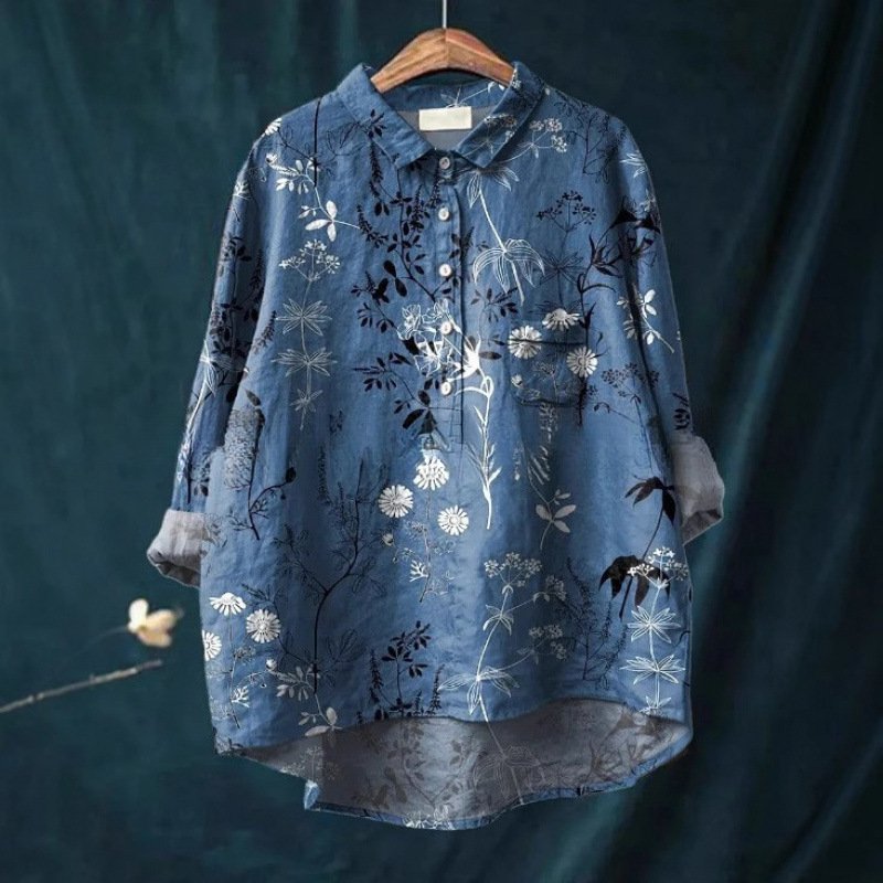 Plus Size Casual Printed Crew Neck Women's Shirt