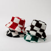 Warm Plaid Fisherman Hat for Women - Square Pattern