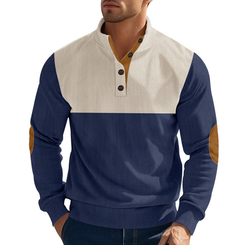 Men's Colorblock Corduroy Long Sleeve Sweater