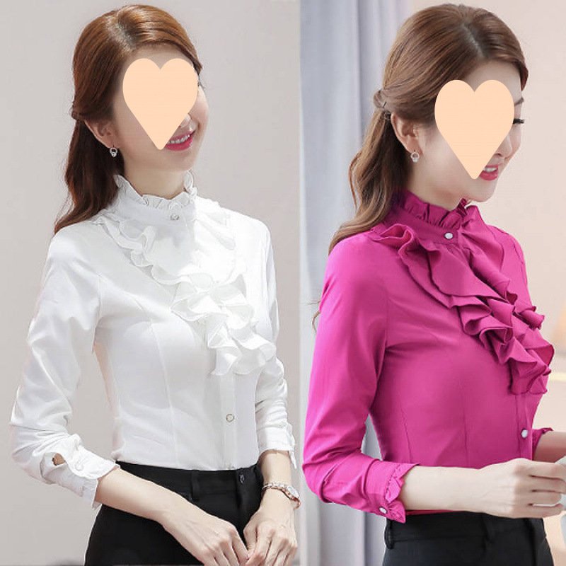 Women's Lace Stand Collar Long Sleeve Shirt