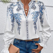 Floral Print Ruffled Sleeve Blouse
