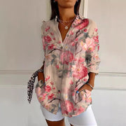 Women's 3D Printed Summer Shirt Casual V-Neck Top