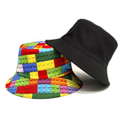 Retro Building Block Print Bucket Hat