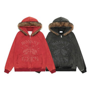 Cozy Hooded Sweater for Men & Women - Dark Gray & Red Options