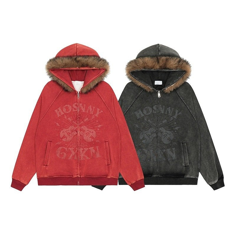 Cozy Hooded Sweater for Men & Women - Dark Gray & Red Options
