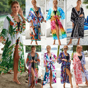 Women's Printed Rayon Beach Sun Protection Cover-Up