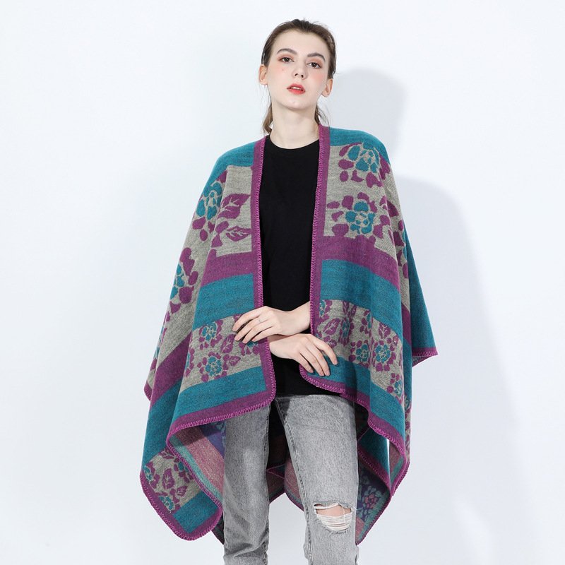Warm Jacquard Shawl for Women, Autumn & Winter