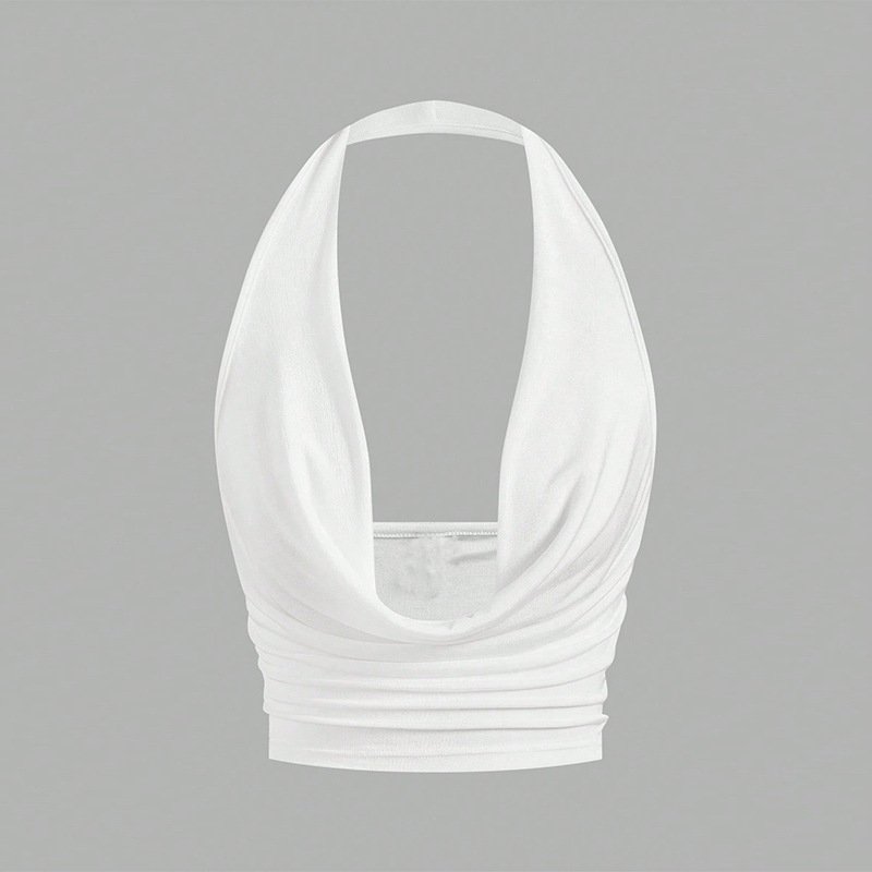 Sexy Halter Vest for Women, White, Slim Fit, Backless Shoulder Strap