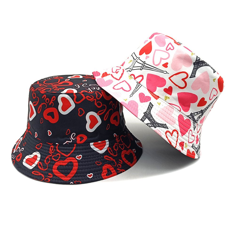 Retro Heart Pattern Bucket Hat for Women