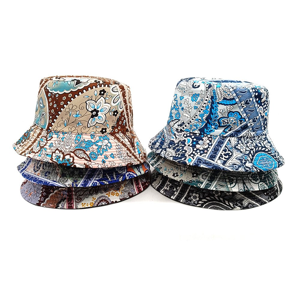 Retro Paisley Bucket Hat - Double-Sided Wear for Sun Protection