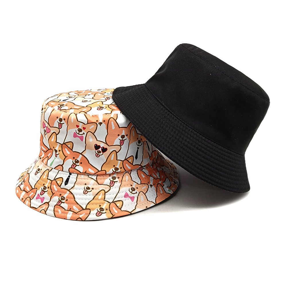 Cute Puppy Pattern Bucket Hat - Double-Sided Sunshade for Women