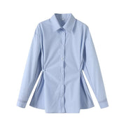 Casual Color-Block Button-Up Shirt for Women