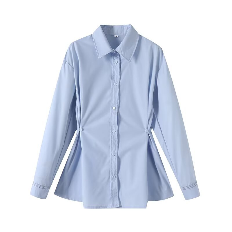 Casual Color-Block Button-Up Shirt for Women