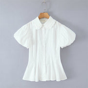 Lace Trim Slim Fit Short Shirt