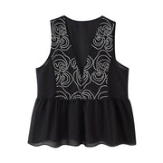 Floral Lace Embroidered Sleeveless Shirt - Elegant Summer Top