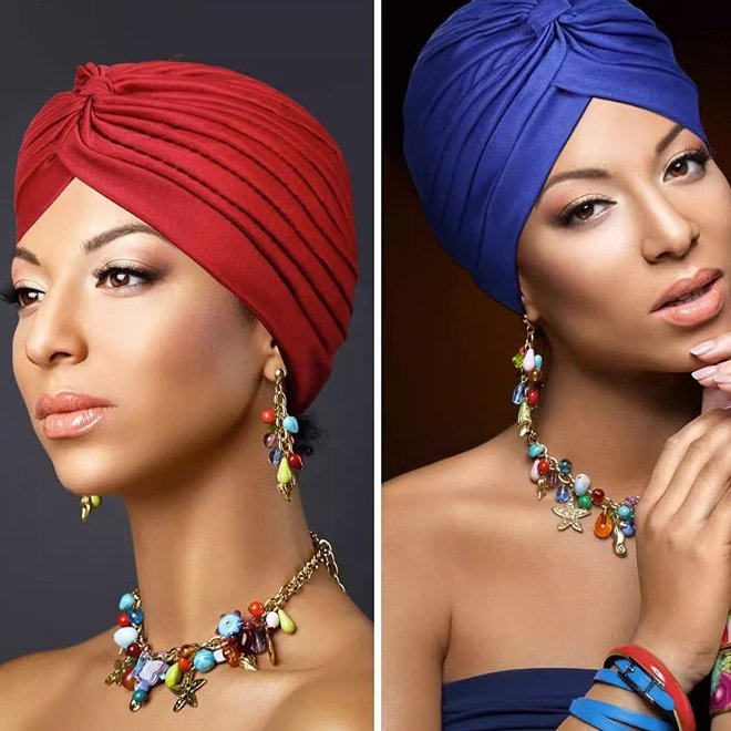 Colorful Tie-Dye Turban Nightcap Hats for Women and Men