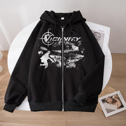 Retro Geo-Printed Hoodie Sweater for Women