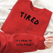 Soft Apricot Pink Letter Print Crew Neck Sweatshirt