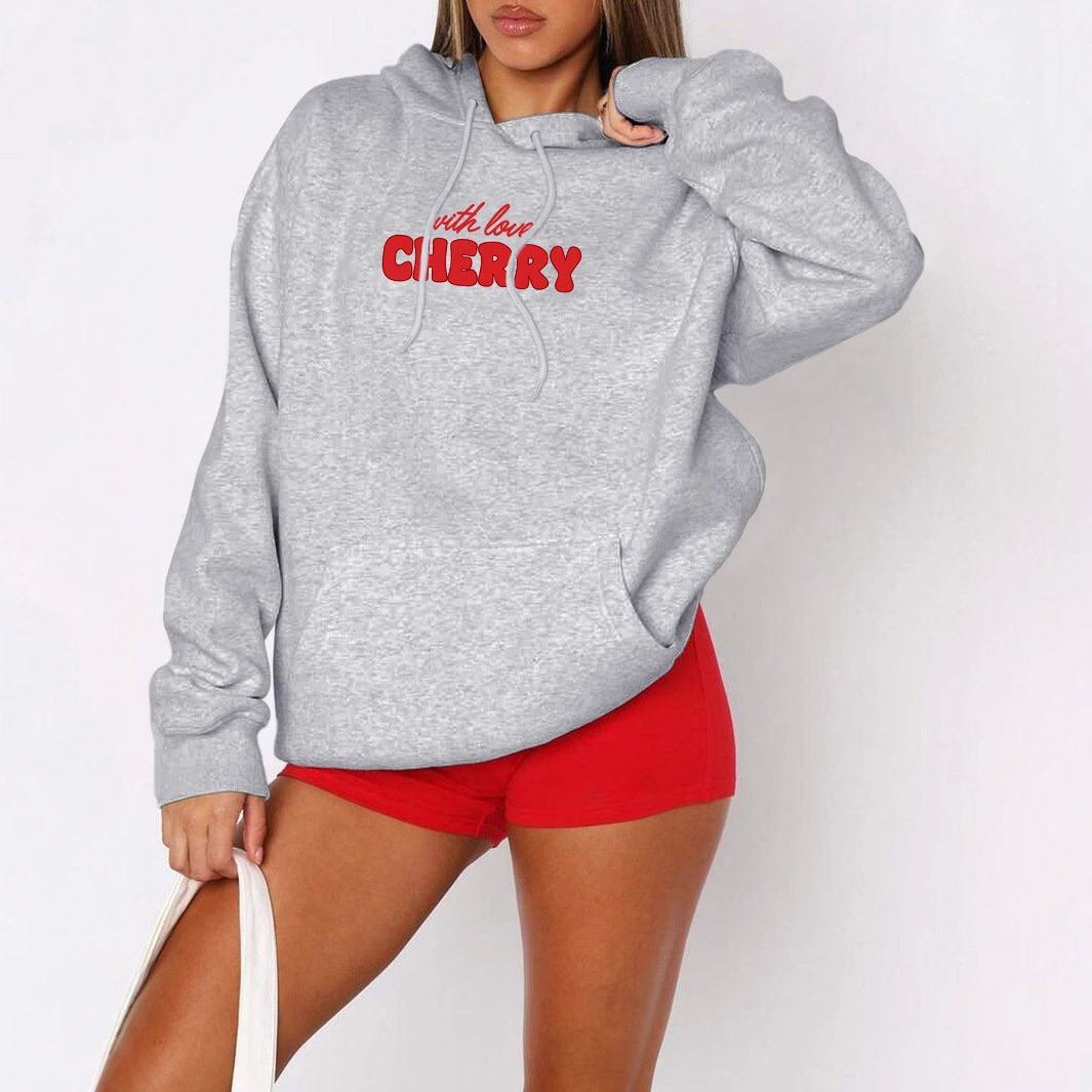 Casual Hoodie with Letter Print Long Sleeve