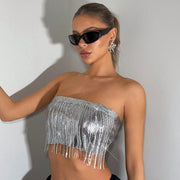 Geometric Metal Camisole with Tassel Details