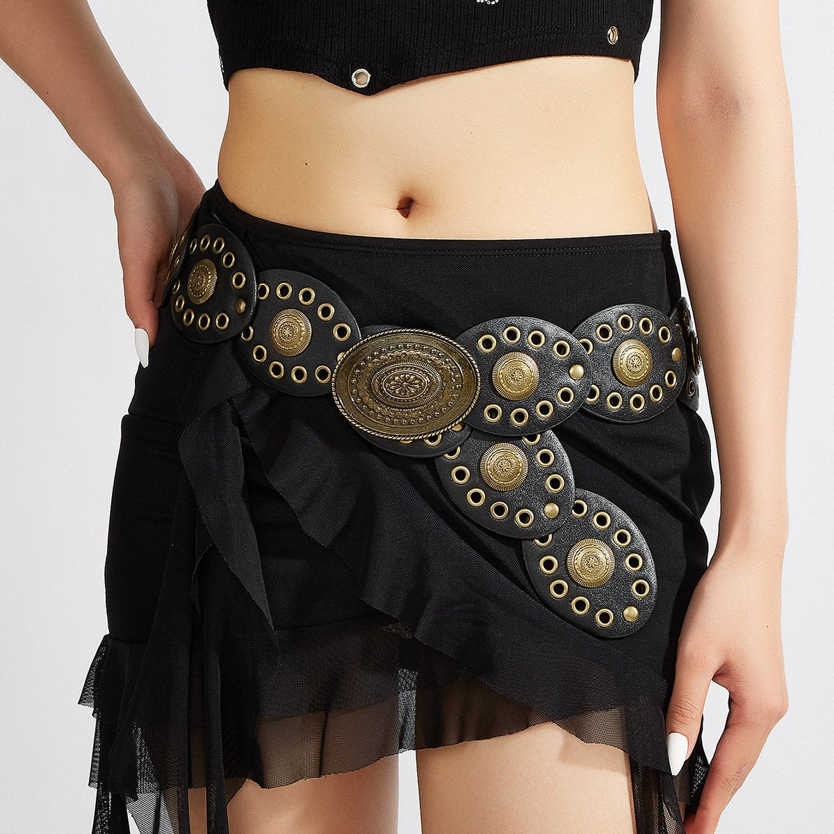 Vintage Round Stitching Belt