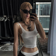 Solid Color U-Neck Top for Women - Casual Street Style