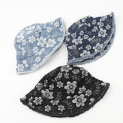 Distressed Denim Bucket Hat for Women