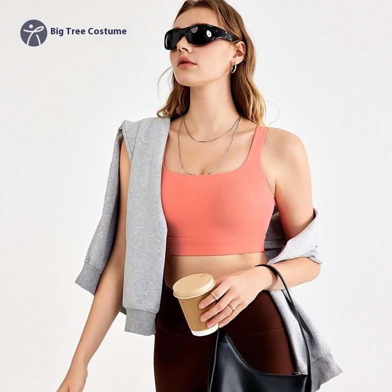 Nude Feel Sports Bra for Women, Yoga Fitness Vest with Chest Pad, Slim Fit and Slimming