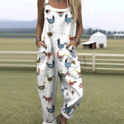Women's Summer Digital Printing Suspender Trousers