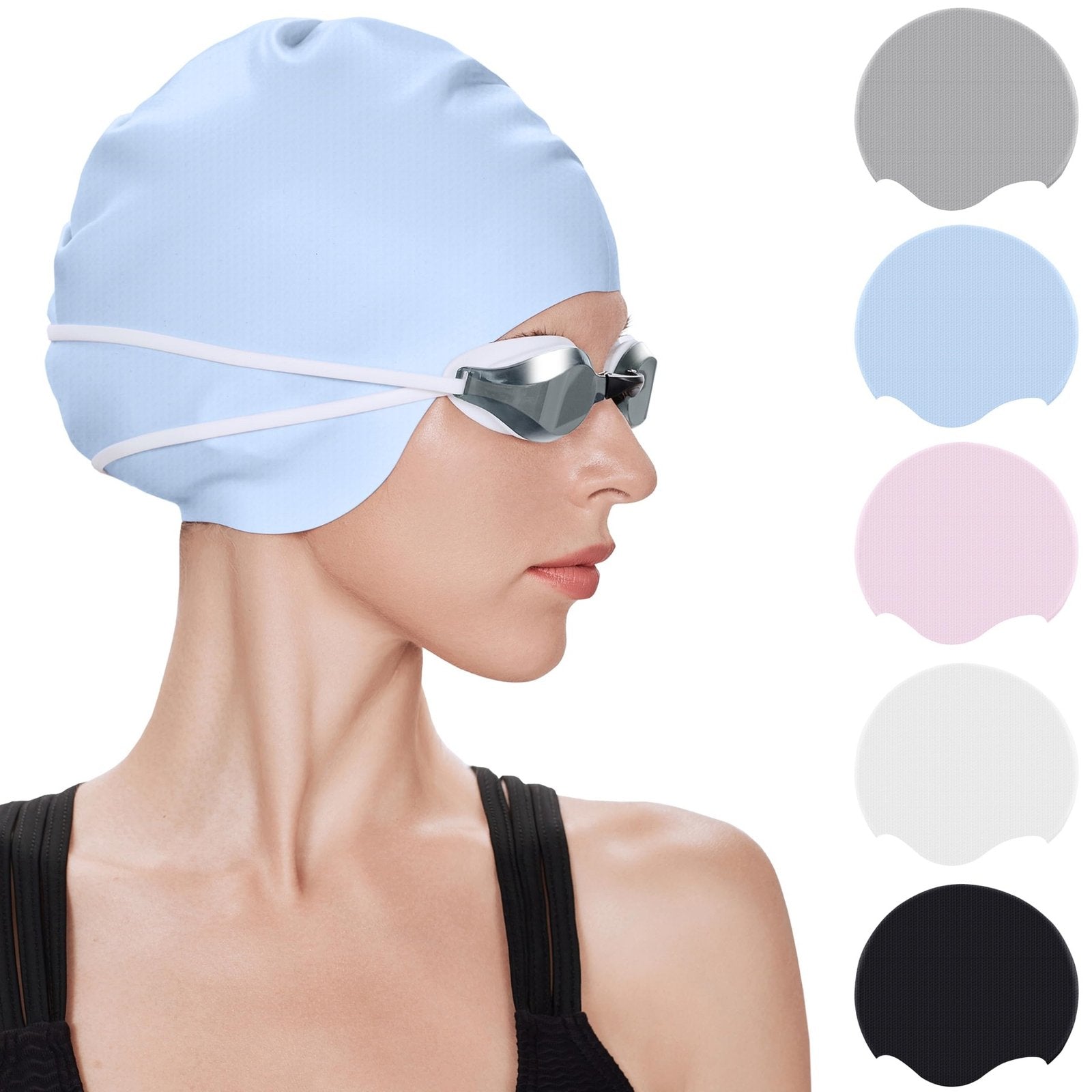 Women's Oversized Silicone Swim Cap for Hair Care