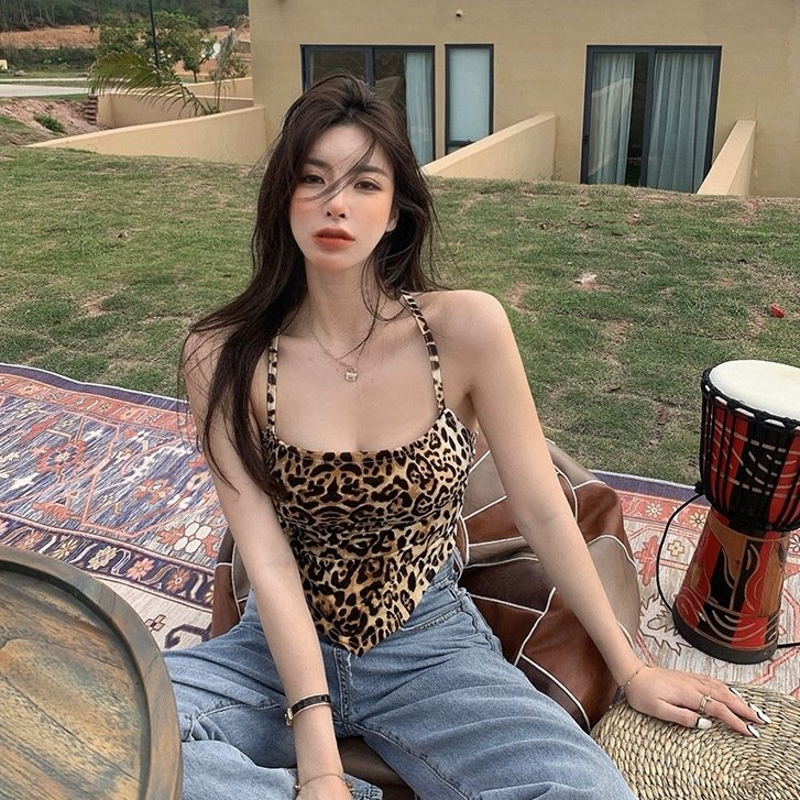 Sexy Leopard Print Short Sleeve Top for Women