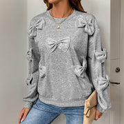 Light Gray Round-Neck Sweater for Women