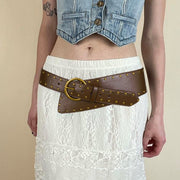 Retro Punk Belt with Metal Ring Buckle