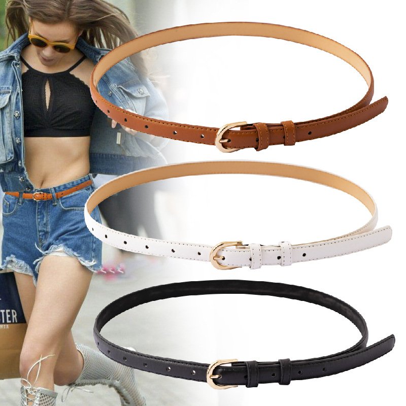 Thin Imitation Leather Belt with Pin Buckle