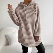 Casual Hoodie with Curved Hem for Women