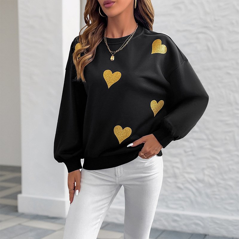 Cozy Heart Sweater for Women - Sweet Style Long Sleeve Pullover