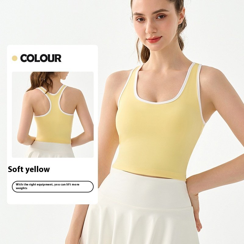 High-Waisted Yoga Bra for Women, Color Block Workout Top