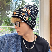 Warm Winter Knitted Hat with Cute Pile Heap Design