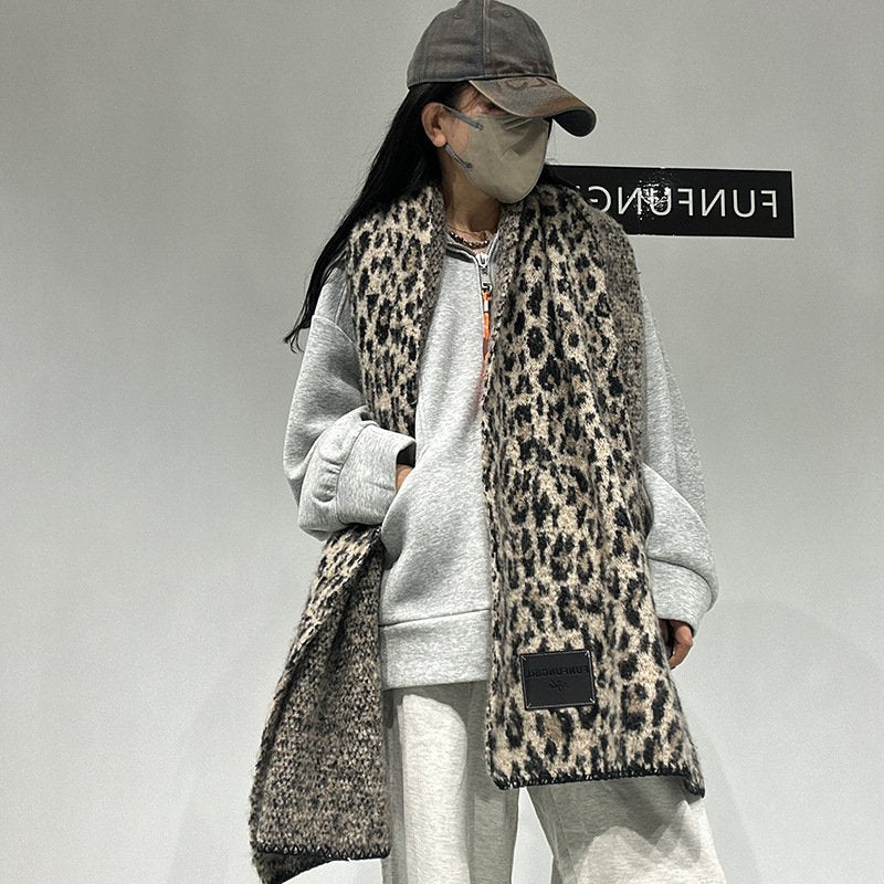 Leopard Print Triangular Scarf for Women