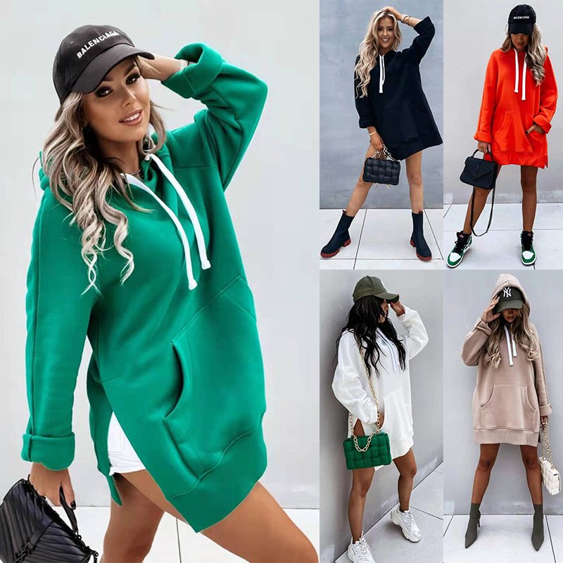 Cozy Hooded Sweatshirt with Pockets - Women's Casual Sweater