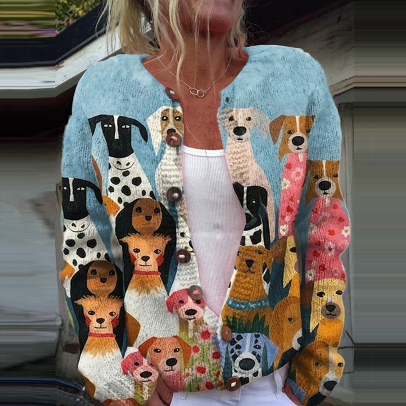 Cozy Digital Printing Cardigan Coat